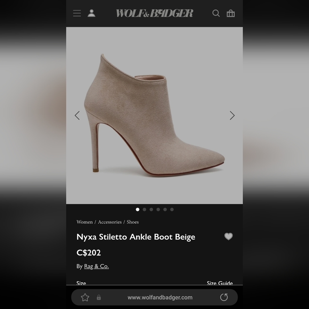 ✨️NWT✨️ Wolf & Badger Beige Stiletto Ankle Boot (size 7)
